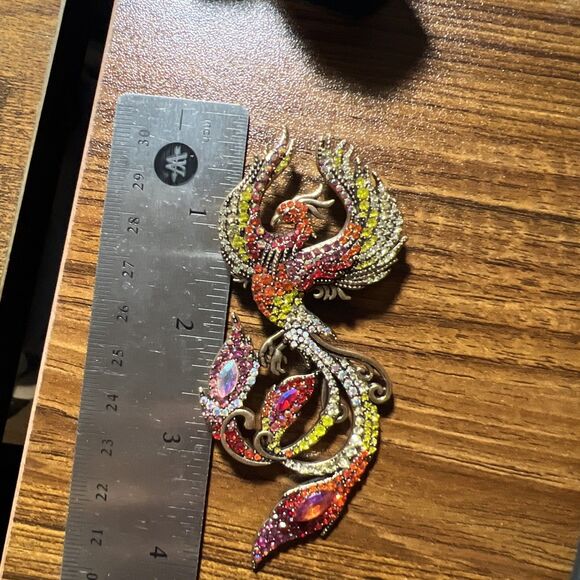 Jewelry Brooch Red Phoenix Brooch Rhinestone - Picture 2 of 13